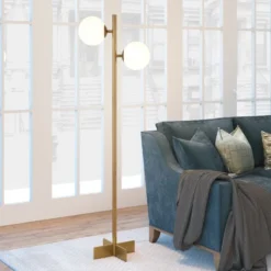 Twee 2-Light Floor Lamp With Glass Shade In Brass/White Milk 13 Twee 2-Light Floor Lamp With Glass Shade In Brass/White Milk -office furniture sale 09f0a182335a116c354d713cabaf42e04d