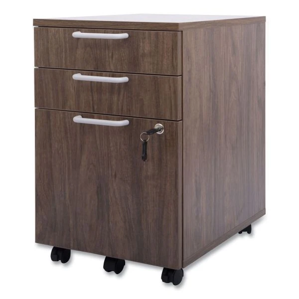 Union & Scale Essentials Mobile Pedestal File, Left Or Right, 3-Drawers: Box/Box/File, Legal/Letter, Espresso, 15.6" X 21.3" X 24.3" 4 Union & Scale Essentials Mobile Pedestal File, Left Or Right, 3-Drawers: Box/Box/File, Legal/Letter, Espresso, 15.6" X 21.3" X 24.3" - Image 4