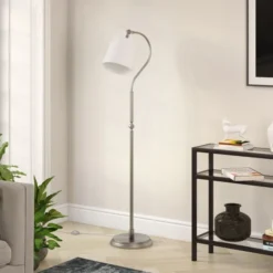 Harland Arc Floor Lamp With Fabric Shade In Brushed Nickel/White 13 Harland Arc Floor Lamp With Fabric Shade In Brushed Nickel/White -office furniture sale 0a4ef27f4dc68045a18d4fdcb7a3e6c7de
