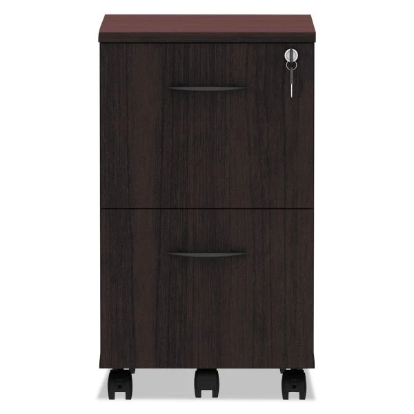 Alera Valencia Series Mobile Pedestal, Left Or Right, 2 Legal/Letter-Size File Drawers, Mahogany, 15.38" X 20" X 26.63" 4 Alera Valencia Series Mobile Pedestal, Left Or Right, 2 Legal/Letter-Size File Drawers, Mahogany, 15.38" X 20" X 26.63" - Image 4