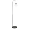 Zariza Arc Floor Lamp With Glass Shade In Blackened Bronze/White Milk
