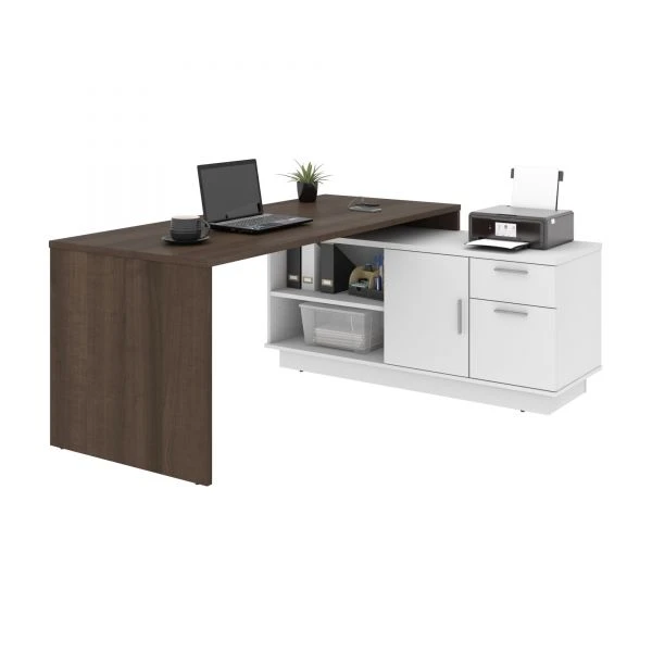 Bestar Equinox L-Shaped Desk - Antigua & White 1 Bestar Equinox L-Shaped Desk - Antigua & White