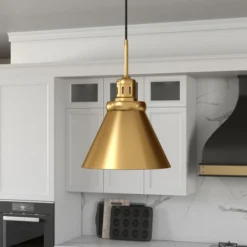 Zeno 12" Wide Pendant With Metal Shade In Brushed Brass/Brushed Brass -office furniture sale 0aa545713b657825cdc0bc227c5f90802f