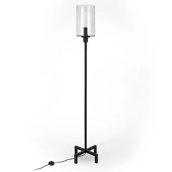 Panos 66.25" Tall Floor Lamp With Glass Shade In Blackened Bronze/Seeded 8 Panos 66.25" Tall Floor Lamp With Glass Shade In Blackened Bronze/Seeded - Image 8