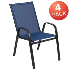 4 Pack Brazos Series Navy Outdoor Stack Chair With Flex Comfort Material And Metal Frame -office furniture sale 0b01da434aa2632f3fd4100bec76159f57