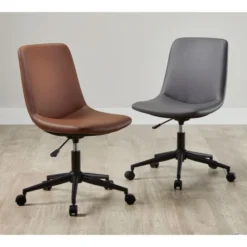 Praxley Faux Leather Low-Back Task Chair, Brown, BIFMA Certified -office furniture sale 0b9bf62c5e23c2ad0d75daf55056073f01