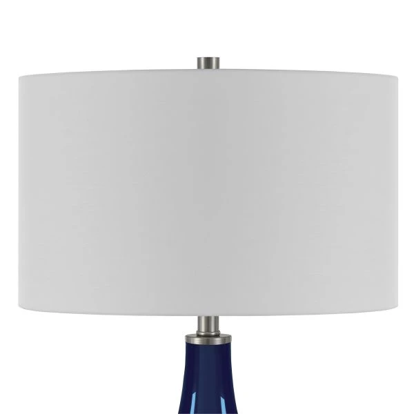 Mirabella 25.5" Tall Table Lamp With Fabric Shade In Navy Blue Glass/White 6 Mirabella 25.5" Tall Table Lamp With Fabric Shade In Navy Blue Glass/White - Image 6