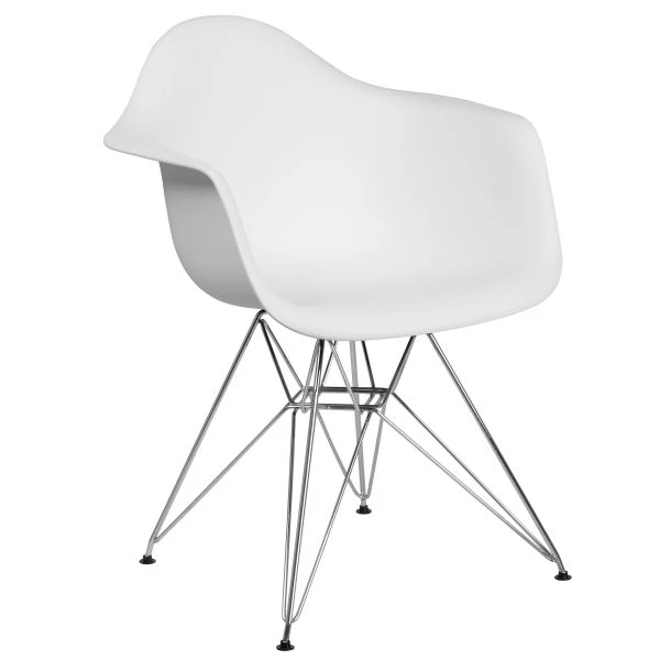 Alonza Series White Plastic Chair With Chrome Base 2 Alonza Series White Plastic Chair With Chrome Base - Image 2