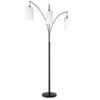 Aspen 3-Light Torchiere Floor Lamp With Fabric Shade In Blackened Bronze/White