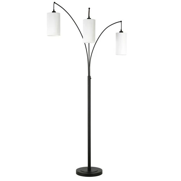 Aspen 3-Light Torchiere Floor Lamp With Fabric Shade In Blackened Bronze/White 1 Aspen 3-Light Torchiere Floor Lamp With Fabric Shade In Blackened Bronze/White