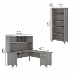 Bush Furniture Somerset 72W L Shaped Desk With Hutch And 5 Shelf Bookcase In Platinum Gray -office furniture sale 0d0fb5decd76c83f67104cf9ed2d253a15