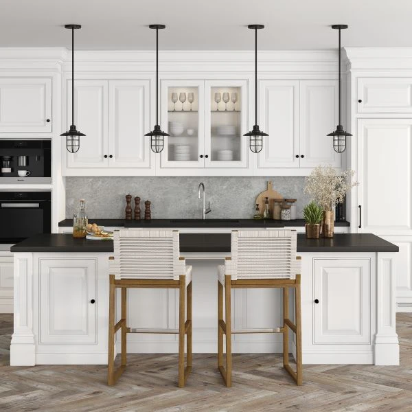 Bay 8.25" Wide Lantern Pendant With Glass/Metal Shade In Blackened Bronze/Clear 7 Bay 8.25" Wide Lantern Pendant With Glass/Metal Shade In Blackened Bronze/Clear - Image 7