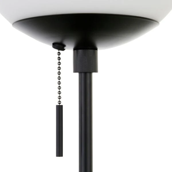 Reagan 17.75" Tall Table Lamp With Glass Shade In Black/White Milk 3 Reagan 17.75" Tall Table Lamp With Glass Shade In Black/White Milk - Image 3