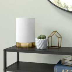 Piper 9" Tall Uplight Mini Lamp With Fabric Shade In Brass/White 12 Piper 9" Tall Uplight Mini Lamp With Fabric Shade In Brass/White -office furniture sale 0d84e19e1eefe60ee6e57a4d6d10d3d91a