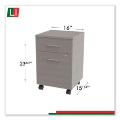 Linea Italia Urban Mobile File Pedestal, Left Or Right, 2-Drawers: Box/File, Legal/A4, Ash, 16" X 15.25" X 23.75" -office furniture sale 0dc18d5e2aa09525e28917aeae8d1d7b36