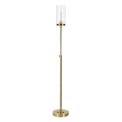 Frieda 66" Tall Floor Lamp With Glass Shade In Brass/Clear