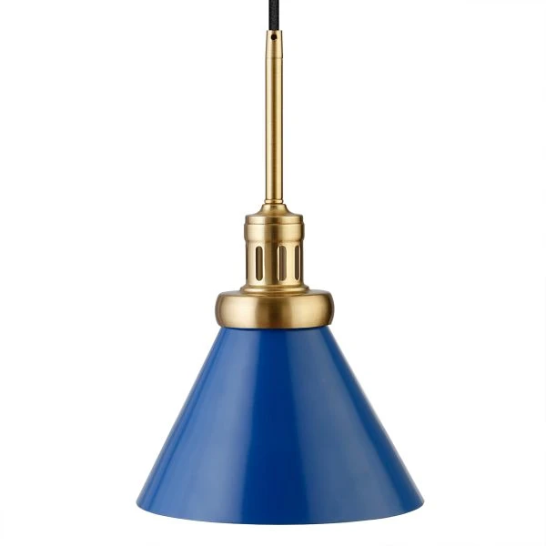 Zeno 8.5" Wide Pendant With Metal Shade In Blue/Brass/Blue 5 Zeno 8.5" Wide Pendant With Metal Shade In Blue/Brass/Blue - Image 5