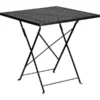 Oia Commercial Grade 28" Square Black Indoor-Outdoor Steel Folding Patio Table