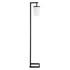 Shiloh 68" Tall Floor Lamp With Glass Shade In Blackened Bronze /White Milk