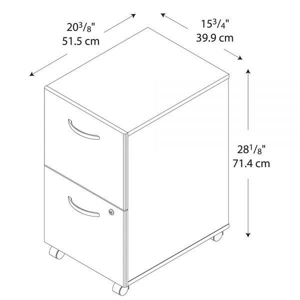 Bush Business Furniture Series C: Hansen Cherry 2 Drawer Mobile Pedestal 6 Bush Business Furniture Series C: Hansen Cherry 2 Drawer Mobile Pedestal - Image 6
