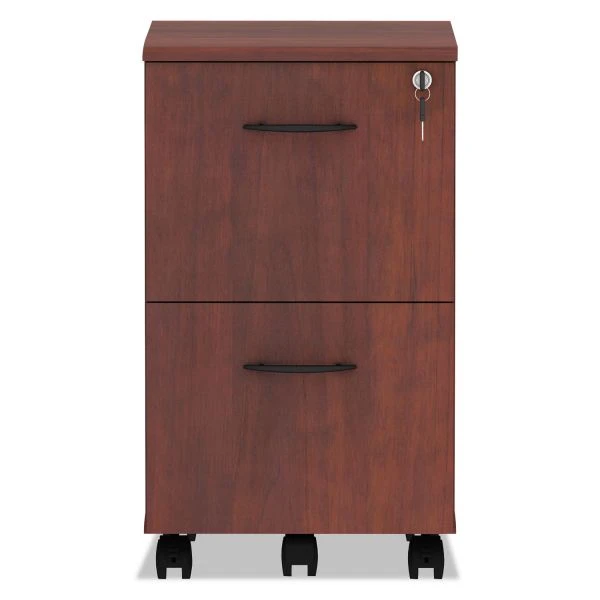 Alera Valencia Series Mobile Pedestal, Left Or Right, 2 Legal/Letter-Size File Drawers, Medium Cherry, 15.38" X 20" X 26.63" 3 Alera Valencia Series Mobile Pedestal, Left Or Right, 2 Legal/Letter-Size File Drawers, Medium Cherry, 15.38" X 20" X 26.63" - Image 3