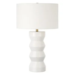 Carlin 28" Tall Ceramic Table Lamp With Fabric Shade In Matte White/White