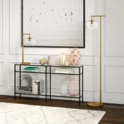 Blume 68" Tall Arc Floor Lamp With Glass Shade In Brushed Brass/Seeded -office furniture sale 0ed0205230cffd28fc08036c267e9b4b3b