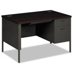 HON Metro Classic Series Right Pedestal Desk, 48" X 30" X 29.5", Mahogany/Charcoal