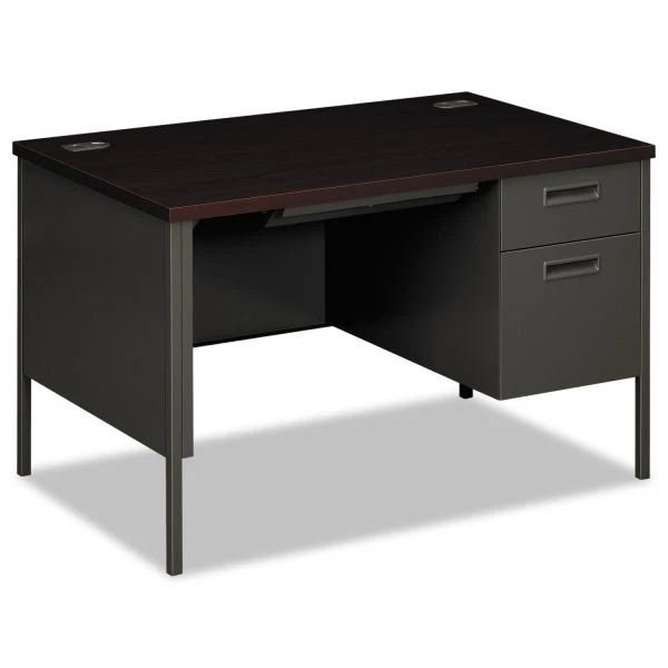 HON Metro Classic Series Right Pedestal Desk, 48" X 30" X 29.5", Mahogany/Charcoal 1 HON Metro Classic Series Right Pedestal Desk, 48" X 30" X 29.5", Mahogany/Charcoal