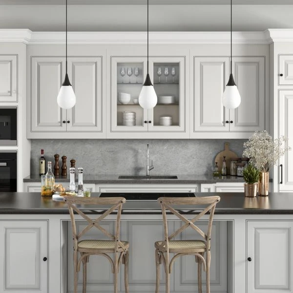 Ambrose 7.63" Wide Pendant With Glass Shade In Blackened Bronze/White Milk 3 Ambrose 7.63" Wide Pendant With Glass Shade In Blackened Bronze/White Milk - Image 3