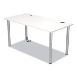 Union & Scale Essentials Writing Table-Desk With Integrated Power Management, 59.7" X 29.3" X 28.8", White/Aluminum -office furniture sale 0f8ba6028dd654788e036a492ce4aeb02d