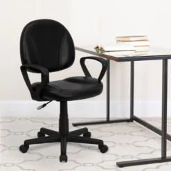 Flash Furniture Mid-Back Leather Ergonomic Task Chair With Arms