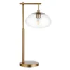 Blume 25" Tall Arc Table Lamp With Glass Shade In Brushed Brass/Seeded