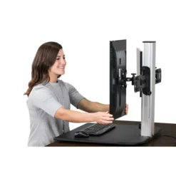 Victor High Rise Electric Dual Monitor Standing Desk Workstation, 28" X 23" X 20.25", Black/Aluminum -office furniture sale 1043ef9235ca8913841041d91ed254758a