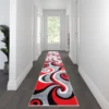 Athos Collection 3' X 16' Red Abstract Area Rug - Olefin Rug With Jute Backing - Hallway, Entryway, Or Bedroom