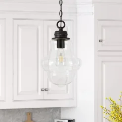 Annie 9.13" Wide Pendant With Glass Shade In Blackened Bronze/Clear 15 Annie 9.13" Wide Pendant With Glass Shade In Blackened Bronze/Clear -office furniture sale 10c16ee4a3912b50a62a7f86cac3f5addc