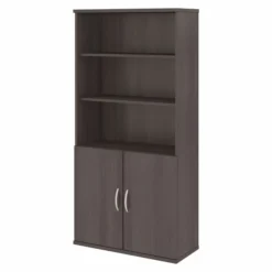 Bush Business Furniture Studio C 5 Shelf Bookcase With Doors In Storm Gray
