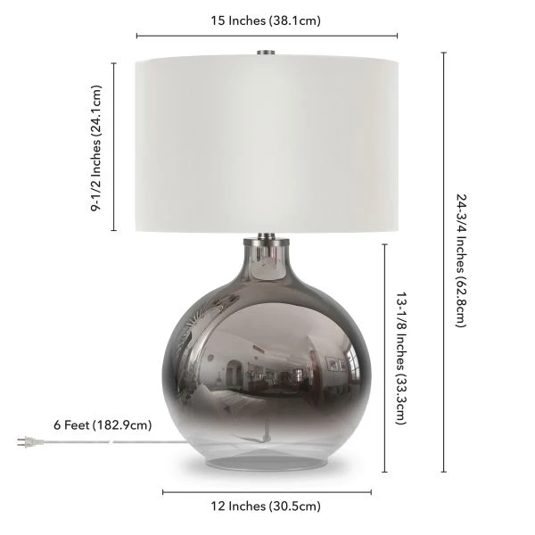 Laelia 24.75" Tall Table Lamp With Fabric Shade In Chrome Glass/White 5 Laelia 24.75" Tall Table Lamp With Fabric Shade In Chrome Glass/White - Image 5