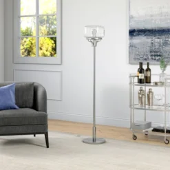 Tatum Globe & Stem Floor Lamp With Glass Shade In Brushed Nickel/Seeded -office furniture sale 115c3a1fcce1b010e6d84a3b4643c695d0