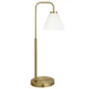 Henderson 27" Tall Arc Table Lamp With Glass Shade In Brass/White Milk