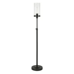 Frieda 66" Tall Floor Lamp With Glass Shade In Blackened Bronze/Seeded