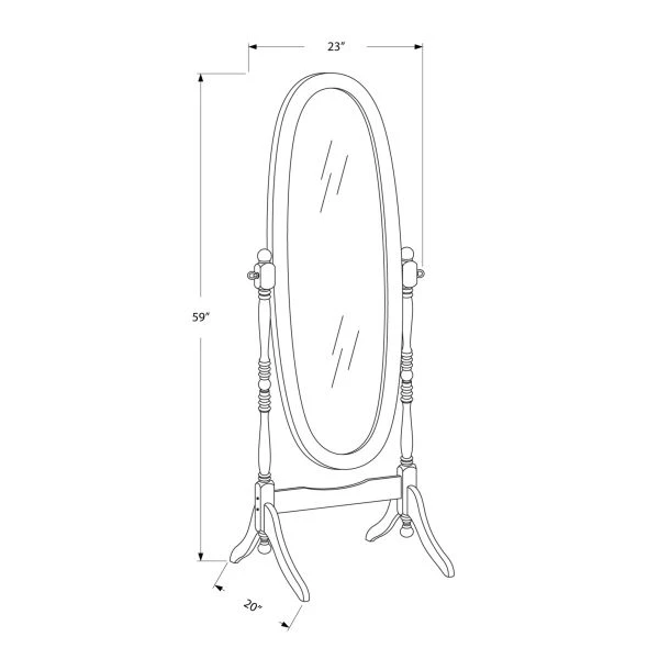 Monarch Specialties Mirror, Full Length, Standing, Floor, 60" Oval, Dressing, Bedroom, White Wood, Traditional 2 Monarch Specialties Mirror, Full Length, Standing, Floor, 60" Oval, Dressing, Bedroom, White Wood, Traditional - Image 2