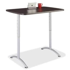 Iceberg ARC Adjustable-Height Table, Rectangular Top, 30w X 48d X 36 To 48h, Gray Walnut/Silver -office furniture sale 1246d3364d87c309cc429c2f916f2ea633