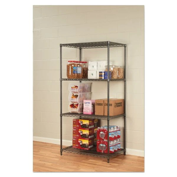 Alera Wire Shelving Starter Kit, Four-Shelf, 36w X 24d X 72h, Black Anthracite 10 Alera Wire Shelving Starter Kit, Four-Shelf, 36w X 24d X 72h, Black Anthracite - Image 10
