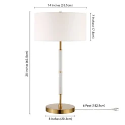 Simone 25" Tall 2-Light Table Lamp With Fabric Shade In Matte White/Brass /White -office furniture sale 1256904feef547bc9a9c2de0f4c1f48c77