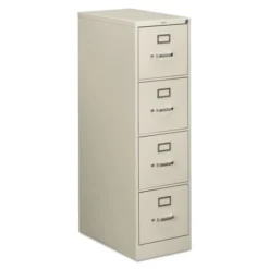 HON 510 Series 4-Drawer Vertical Metal File Cabinet, Letter, 52" Height, Full-Suspension, Light Gray