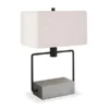 Holden 22.75" Tall Table Lamp With Fabric Shade In Concrete/Blackened Bronze/White
