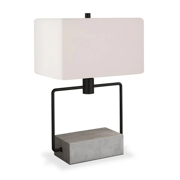 Holden 22.75" Tall Table Lamp With Fabric Shade In Concrete/Blackened Bronze/White 1 Holden 22.75" Tall Table Lamp With Fabric Shade In Concrete/Blackened Bronze/White