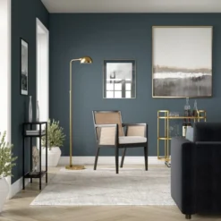 Arundel 66" Tall Integrated LED Floor Lamp With Metal Shade In Brushed Brass -office furniture sale 1283cbeddad75108715d452a3b3dacd6b2