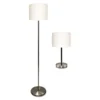 Ledu Slim Line Lamp Set, Table 12.63" High And Floor 61.5" High, Silver